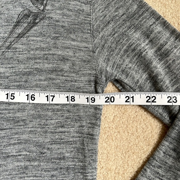 Zara slub knit 3/4 sleeve tee with skeleton print & rhinestone detail. Size USM - Picture 5 of 6